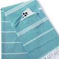 Wholesale Turkish Cotton Beach Towel With Hidden Zip Pocket Futa Cotton Striped Bath Beach Towel