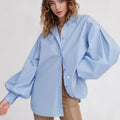 Enyami Design Pure Cotton Loose Solid Office Lantern Sleeve Women Shirt Puff Sleeve Casual Shirts Ladies Stylish Blouse