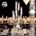 7 Arm Crystal Glass Transparent Candelabra Wedding Decoration Centerpieces Candlestick for Event