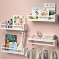 Dual-Guard Nursery Book Shelves Set of 4 Wood Floating Shelves for Nursery Room Wall Decor Floating Shelf