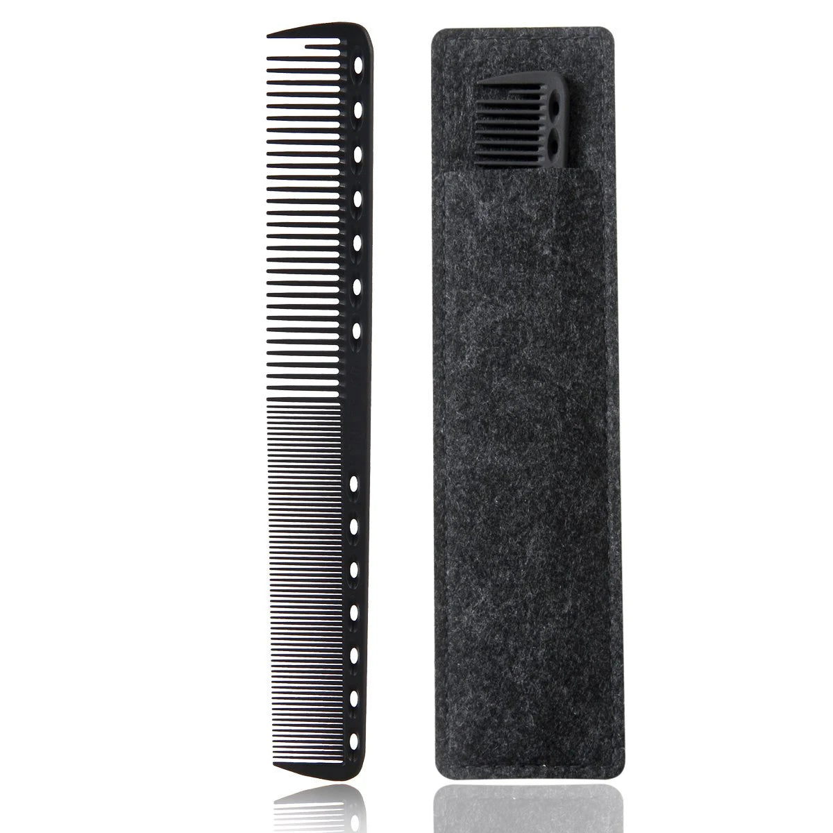 Black Carbon Fine Cutting Hair Comb Heat Resistant Comb with Fine Tooth-14 Holes for Cutting and Hairstyling