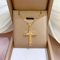 18K Gold Plated Religious Jesus Cross Pendant Stainless Steel Necklace