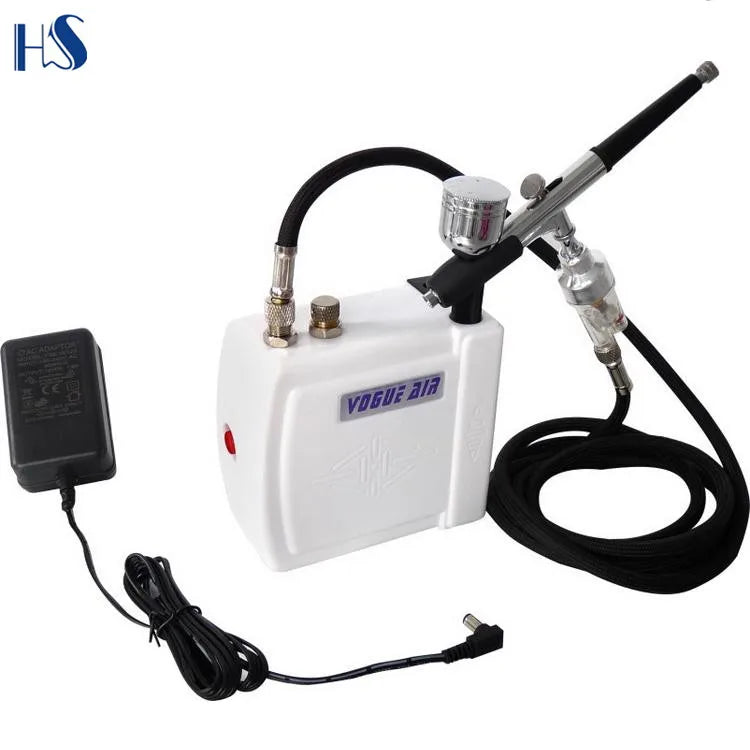 Hs08 Gravity Feed Air Brush Kit Piston Type Machine for Brows Durable Copper and ABS Material