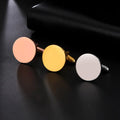 18K Gold Plated Stainless Steel Disc Cufflinks Custom Engraved Blank DIY Wedding Engagement Gift Party Men Women Unisex