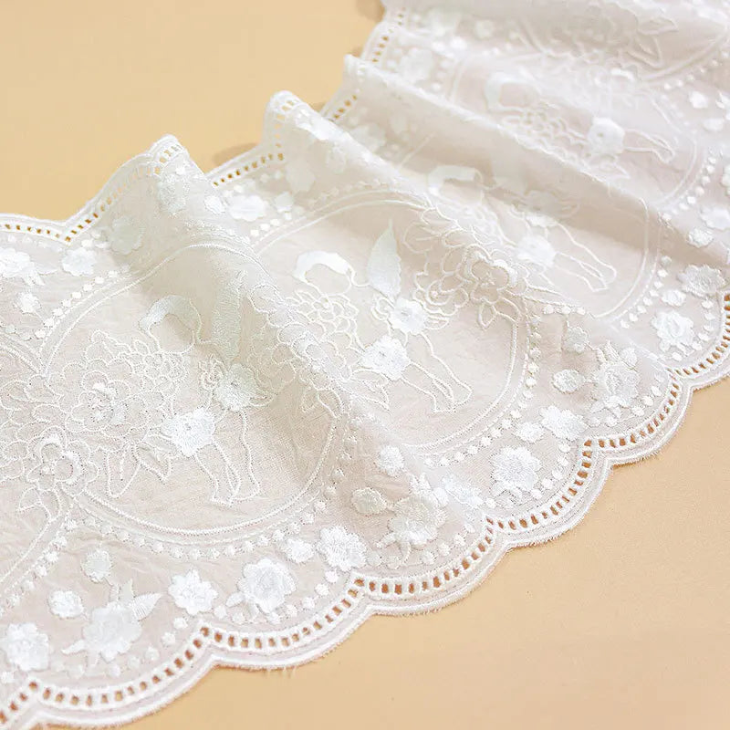 2025 New Design White Water Soluble TC Cotton Lace Trim Embroidery