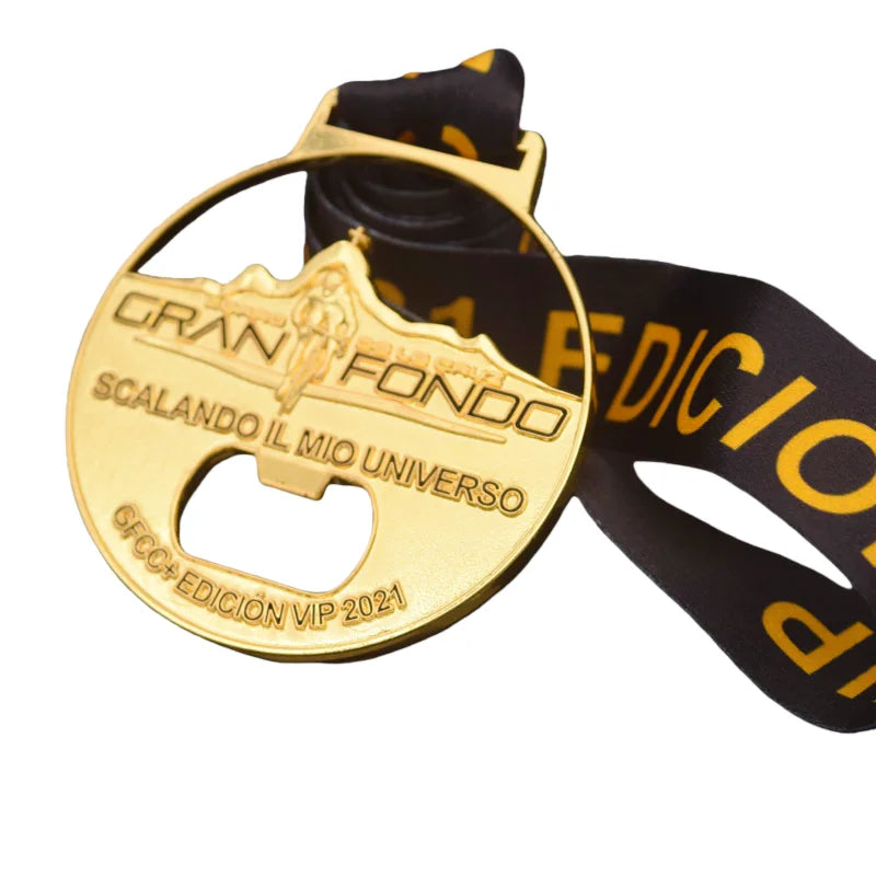 Panama Long-Distance Cycling Endurance Race Medal Featuring Bottle Opener Function Gold Medal with Double-sided LOGO Design