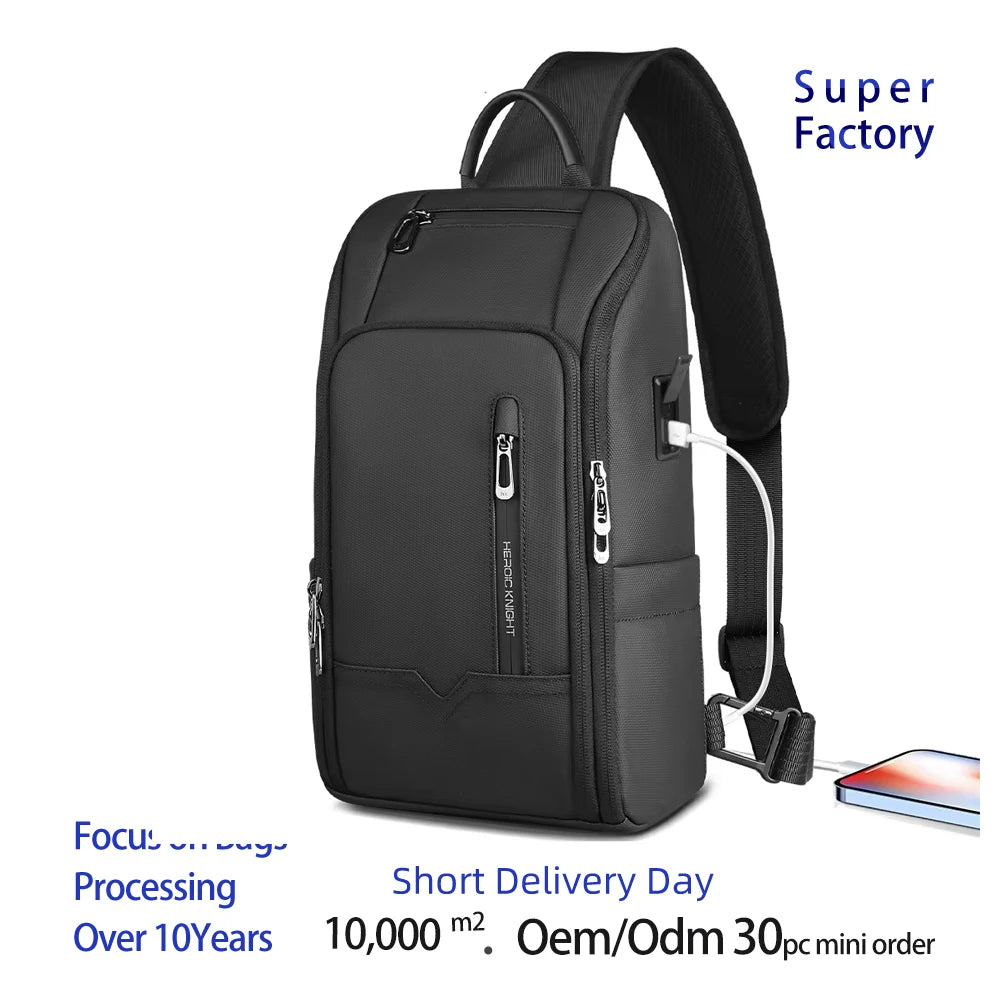 Fashion Multi-Function Casual Men's Shoulder Bag Sports Chest Bag and Messenger Bag with Tooling for Work and Play