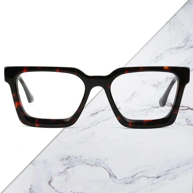 Thick Handmade Black Women Designer Optical Acetate Glasses Frame Luxury Rectangle Vintage Customized Prescription Eyeglass