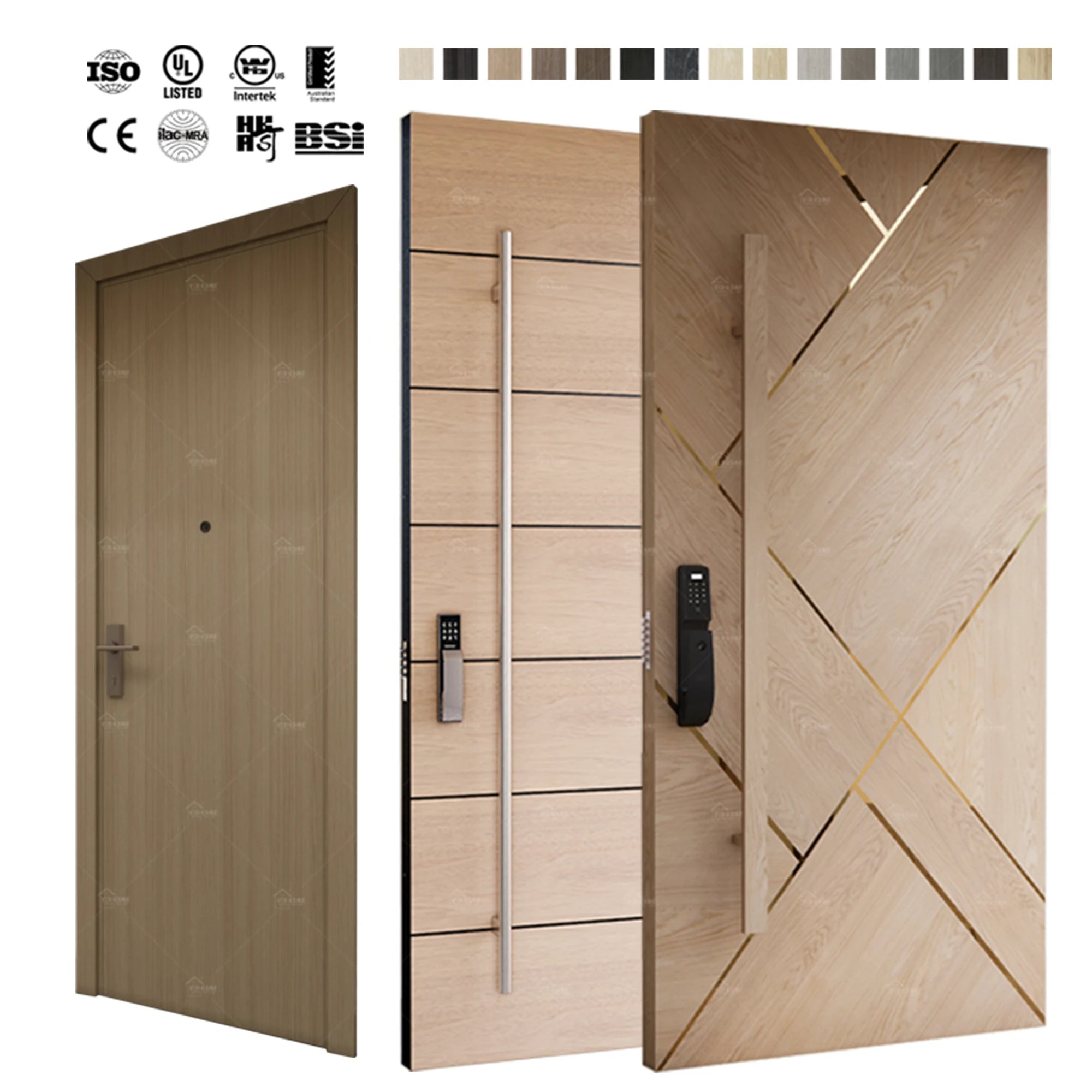 American Style Modern External Wood Doors for Villa Main Front Solid Wood Entry Door Luxury Interior and Exterior Security Doors