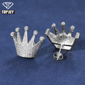 Hip Hop Trendy Emerald Cut Zircon Screw Back Stud Earrings 18K Gold Plated Crown Ready to Ship Brass for Women and Men