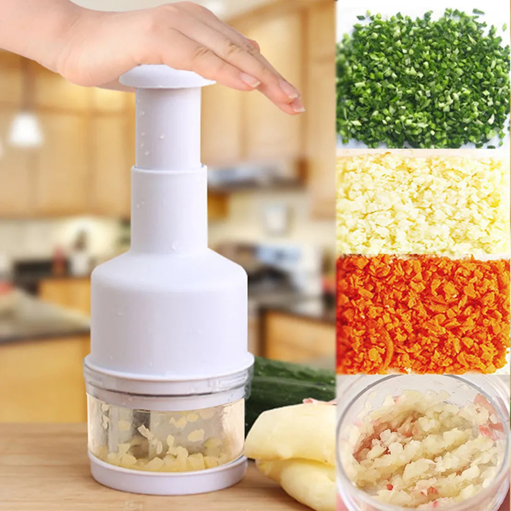 HelloWorld Tapping Stamping Garlic Ginger Chopper Fruit and Vegetable Chopping Tool Kitchen Stainless Steel Hand Pressed Vegetable Chopper