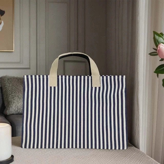 Custom Factory Striped Large Capacity Summer HighQuality Women's Beach Bag Shoulder Bag Canvas Tote Bag