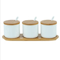 Eco-Friendly Ceramic Herb & Spice Tools Rack Set with Bamboo Lid for Organizing Your Spices