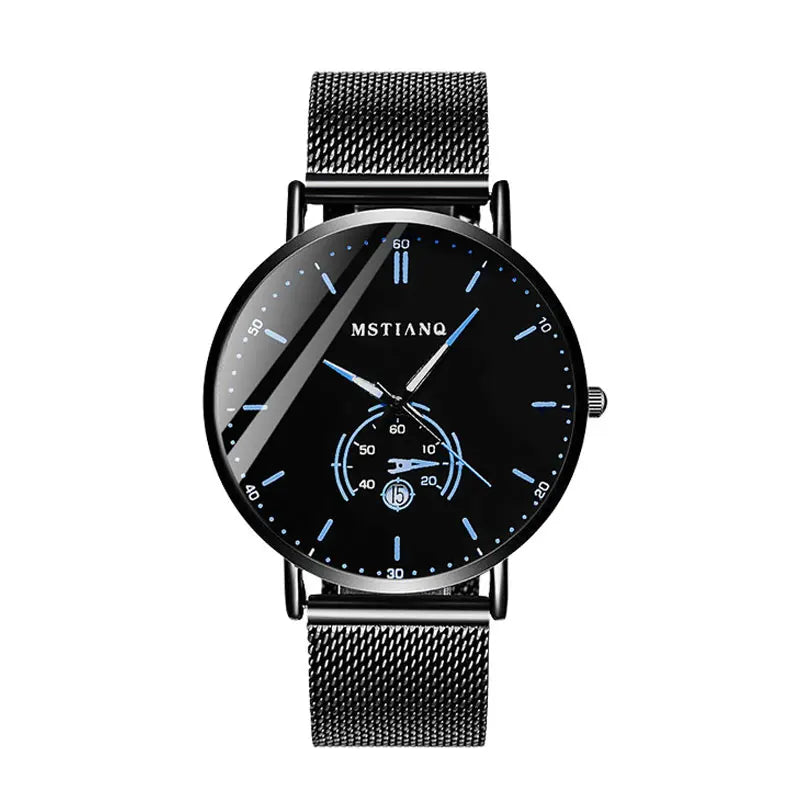 Stainless Steel Wristwatch Ultra-thin Mesh Band Men Watch Luxury Fashion Business Casual Simple Quartz Clock Men Watch logo