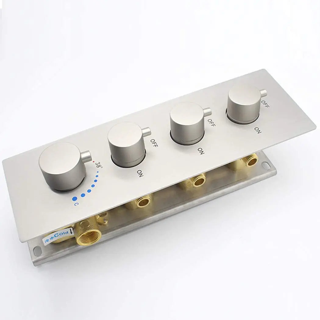 Hot Selling Solid Brass Shower Valve Control Concealed 3-Outlets Brushed Nickel Thermostatic Shower Mixer  Diverter Valve