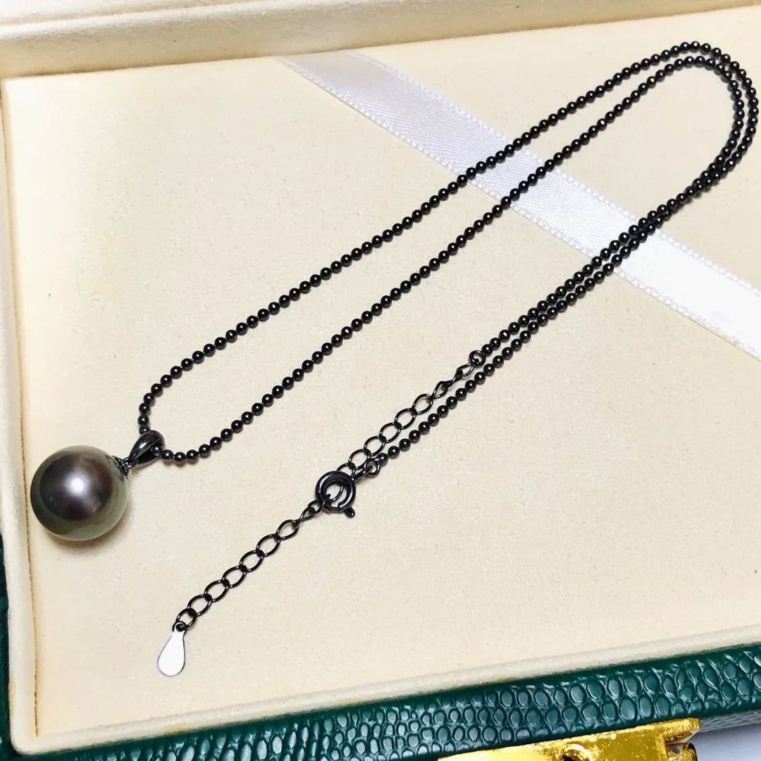 N479 11-12mm DIY Natural Freshwater Pearl Charm Pendant Necklace Chain Accessory 925 Sterling Silver Jewelry for Women