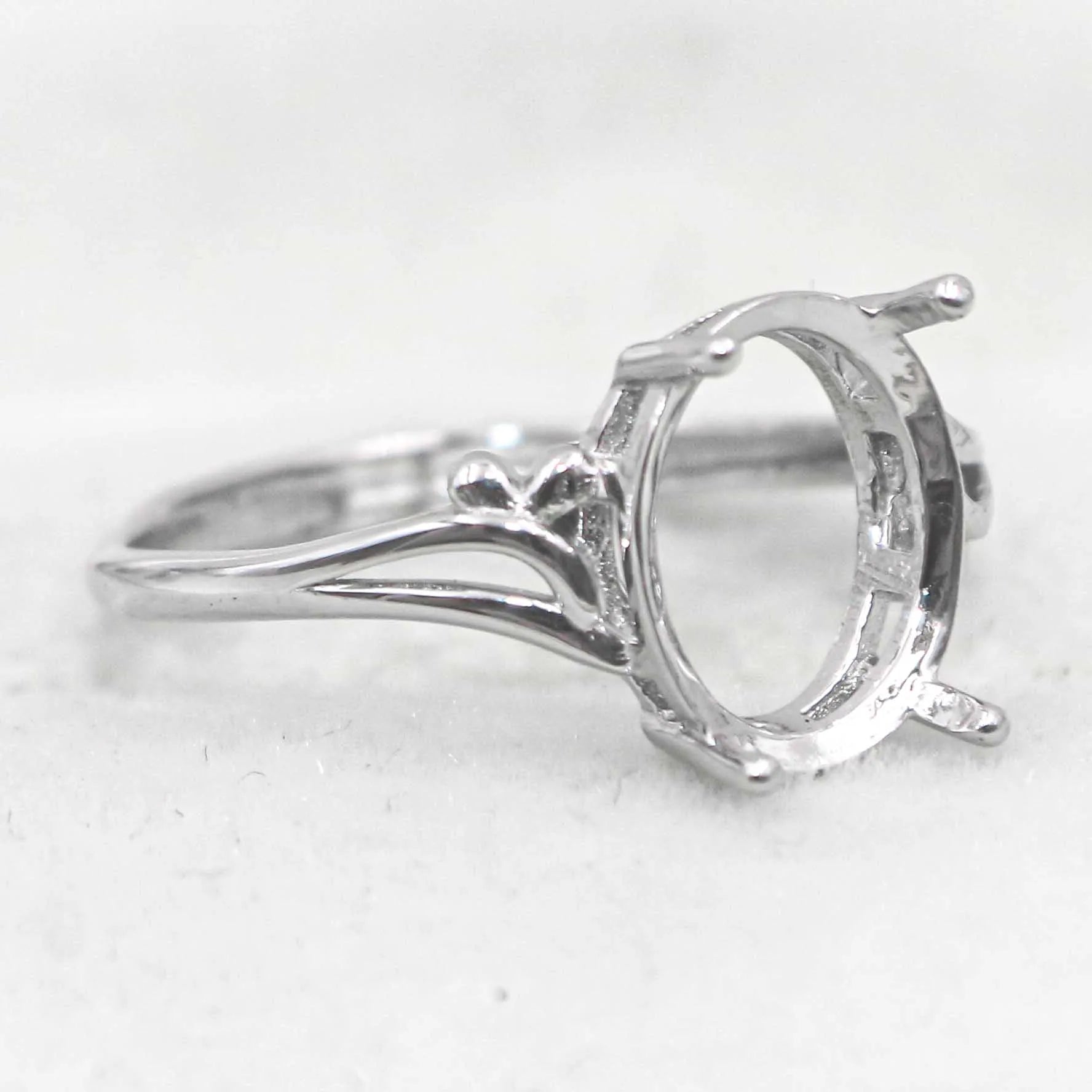 Sterling Silver 9*11mm Semi Mount Ring Empty Frame Blank Support Claw Setting S925 Base Holder Without Center Stone Inlay DIY