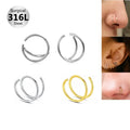 Gaby Surgical Steel Hinged Nickel Free Indian Jewelry Double Hoop Helix Ear Studs Single Piercing Slave Septum Spiral Nose Ring
