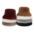 Fluffy Warm Fisherman Hat Wholesale Solid Color Winter Hats Faux Fur Plush Winter Bucket Hat 2022