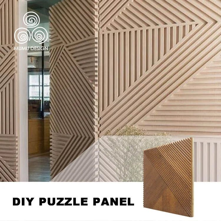 MUMU 3D Designs Stylish Decorative Peel and Stick Geometric TV Headboard Cultural Events Wood Wall Panel