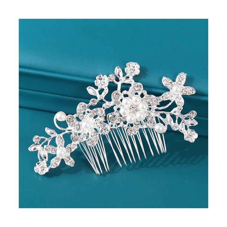 Wedding Accessories Pearl Rhinestone Flower Bridal Hair Comb Women's Accessories Head Jewelry