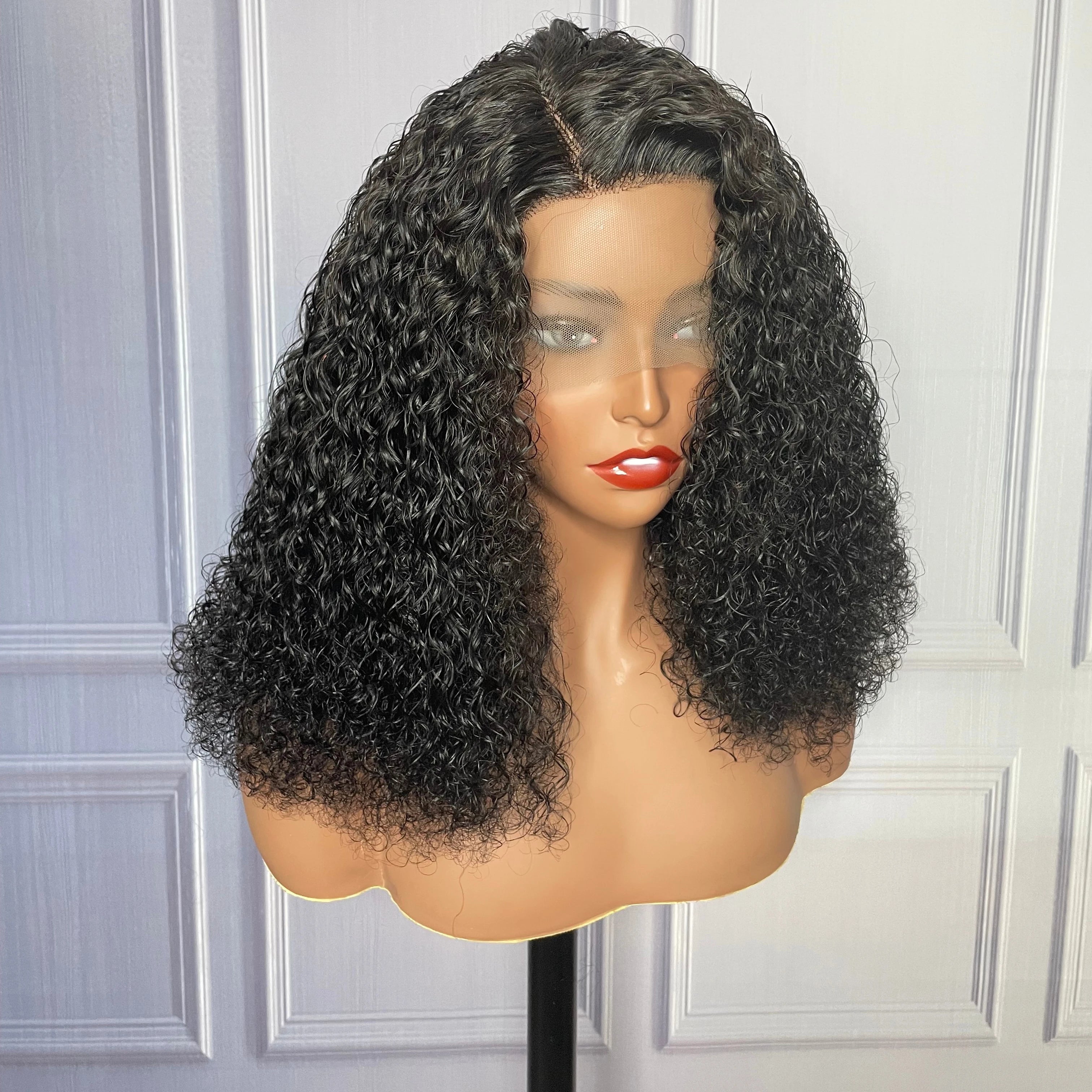 Mayqueen Vendor Wholesale Virgin Human Hair Closure  HD 13*1 Lace Frontal  Brazilian Jerry Curl Wigs Water Weave Human Hair Wig