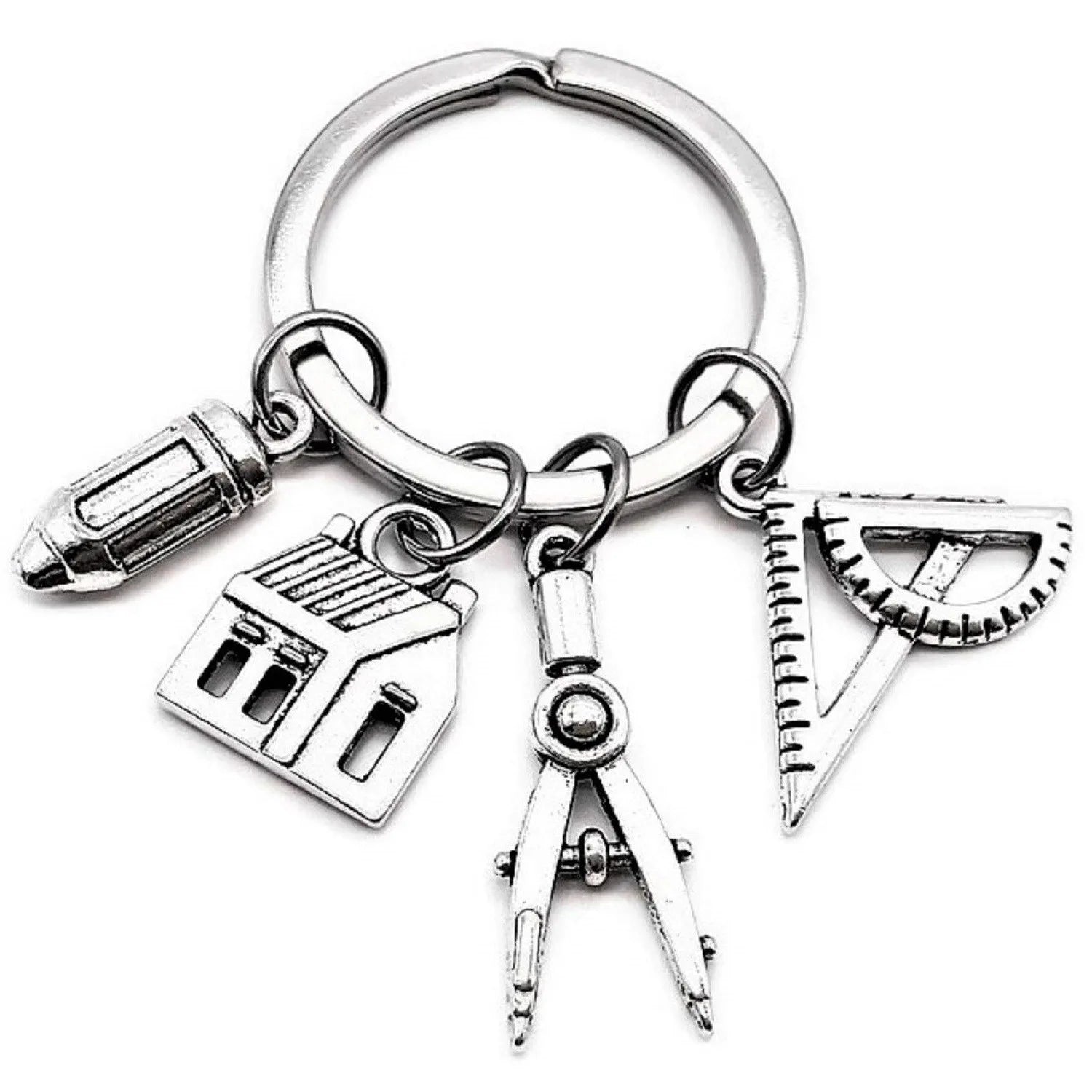 House Ruler Real Estate Architect Engineer Engineering Student Drawing Compasses Triangle Designer Backpack Pendant Key Chain