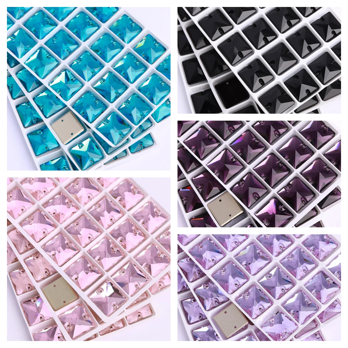 QIYI Factory Direct Selling Colorful Fashion Ready to Ship Luxury Square Fancy Sew-on Stone for Decorate Garments Party Shoes