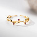 Fashion Jewelry 925 Sterling Silver Ring Flower Branch Zircon Gold Plated Open Rings Women Dropshipping Products 2023