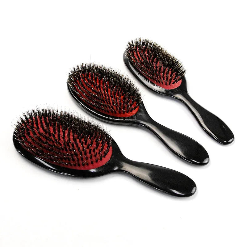 New Style Black Handle Hair Comb Cleaning Hair Brush Scalp Massage Comb Soft Bristle Nylon Brush Hair Beard Styling Comb