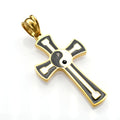 Chinese Style Stainless Steel  Enamel Yinyang Taiji Design Cross Pendant Necklace for Men