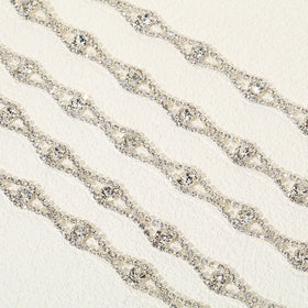 Wholesale Fancy Rhinestone Crystal Chain Silver Base with Stretch Feature for Clothing Rhinestones