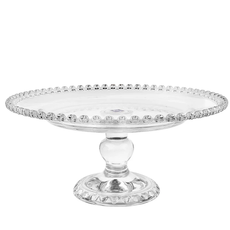 clear Glass Tall Pedestal Cake Plate Stand