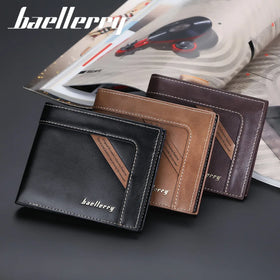 Wholesale for Pu Leather Minimalist Open Closure Waterproof Mens Slim Handmade Card Anti Theft Short Wallets