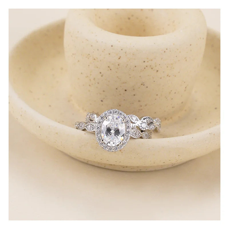 Vintage Ring Pattern 925 Sterling Silver Pear Cut Zircon Engagement & Anniversary Wedding Rings for Women