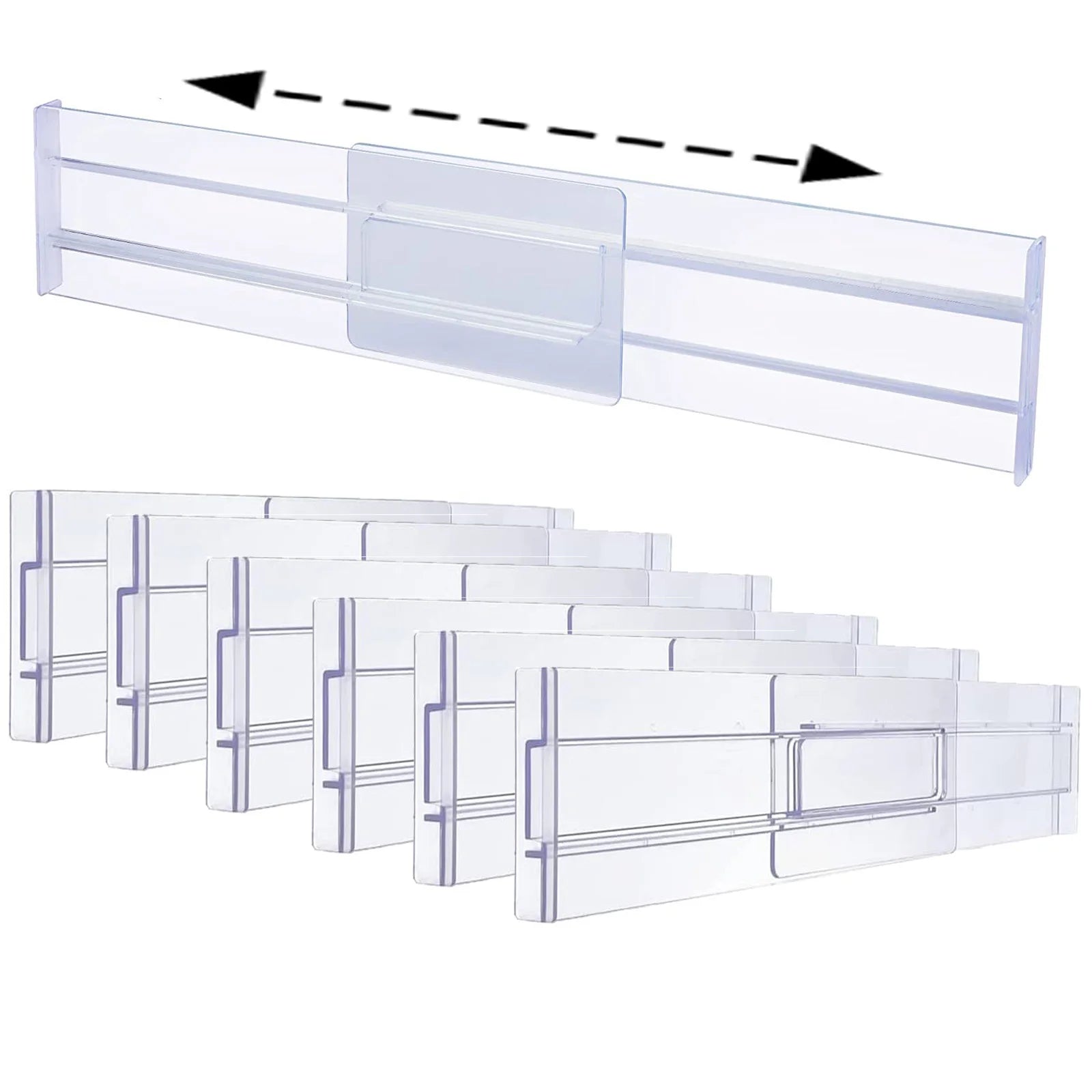Big and Deep Drawer Clear Expandable Drawer Organizers Separator Adjustable Drawer Dividers Shelf