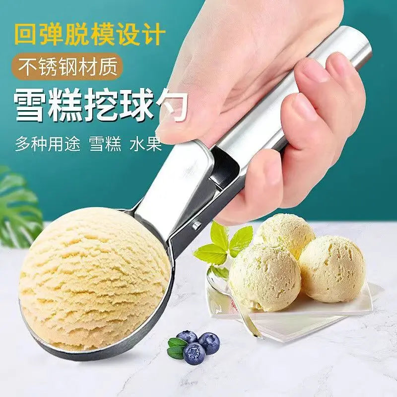 Kitchen Utensils Fruit Scoop Ice Cream Restaurant Food Grade Stainless Steel Ice Cream Scoop