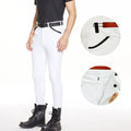 White Men's Breeches Knee Grip Anti-pilling Equestrian Riding Pants Four Way Stretchy Horse Riding Leggings for Male