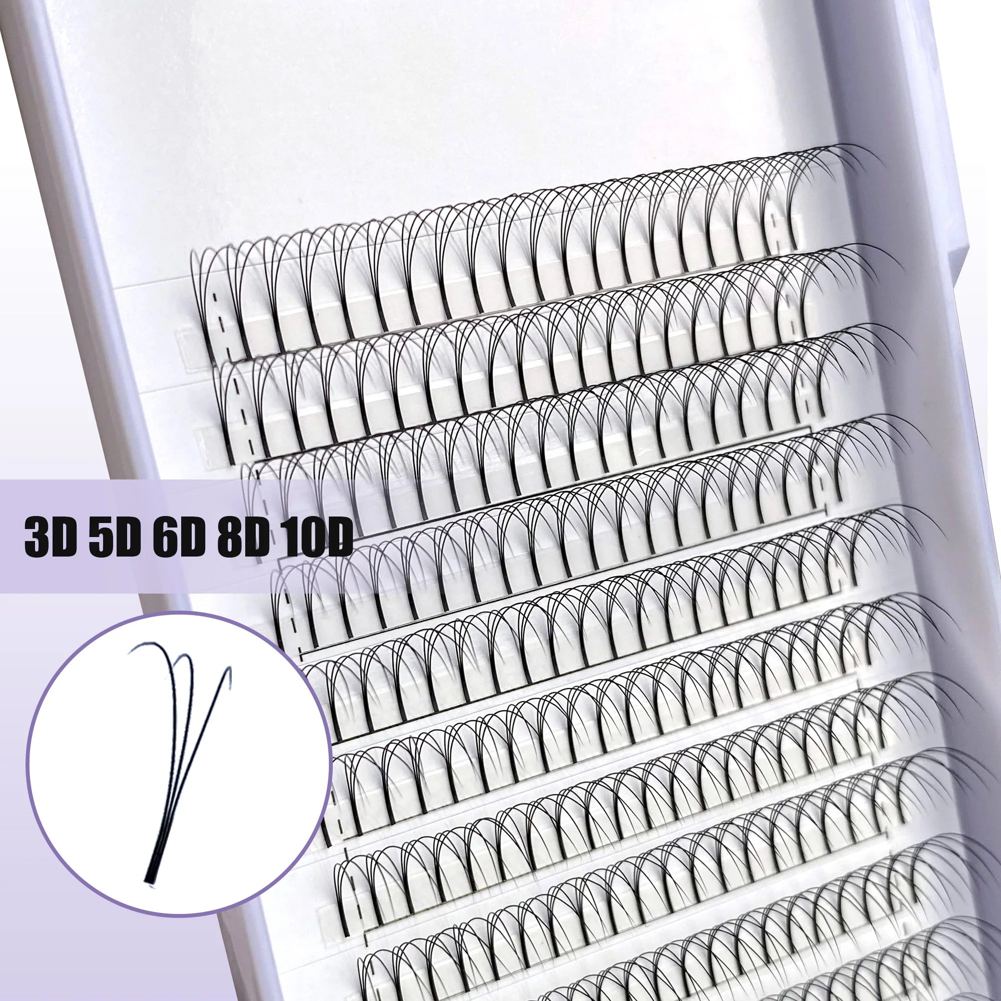 Pre Made Lash Fans Long Stem 3D 5D 8D 10D Private Label Premade Fan Lashes Matte Black Pre-Fanned Eyelash Extensions