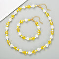 Online 2 Pieces Women Bracelet Choker Pearl Natural Jade Yellow Crystal Necklace Set
