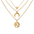 Fashion Gold Heart Layered World Map Necklace for Women Wholesale N209232