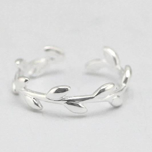 Wholesale Simple Design Jewelry Silver Open Adjustable  Leaves Rings for Women