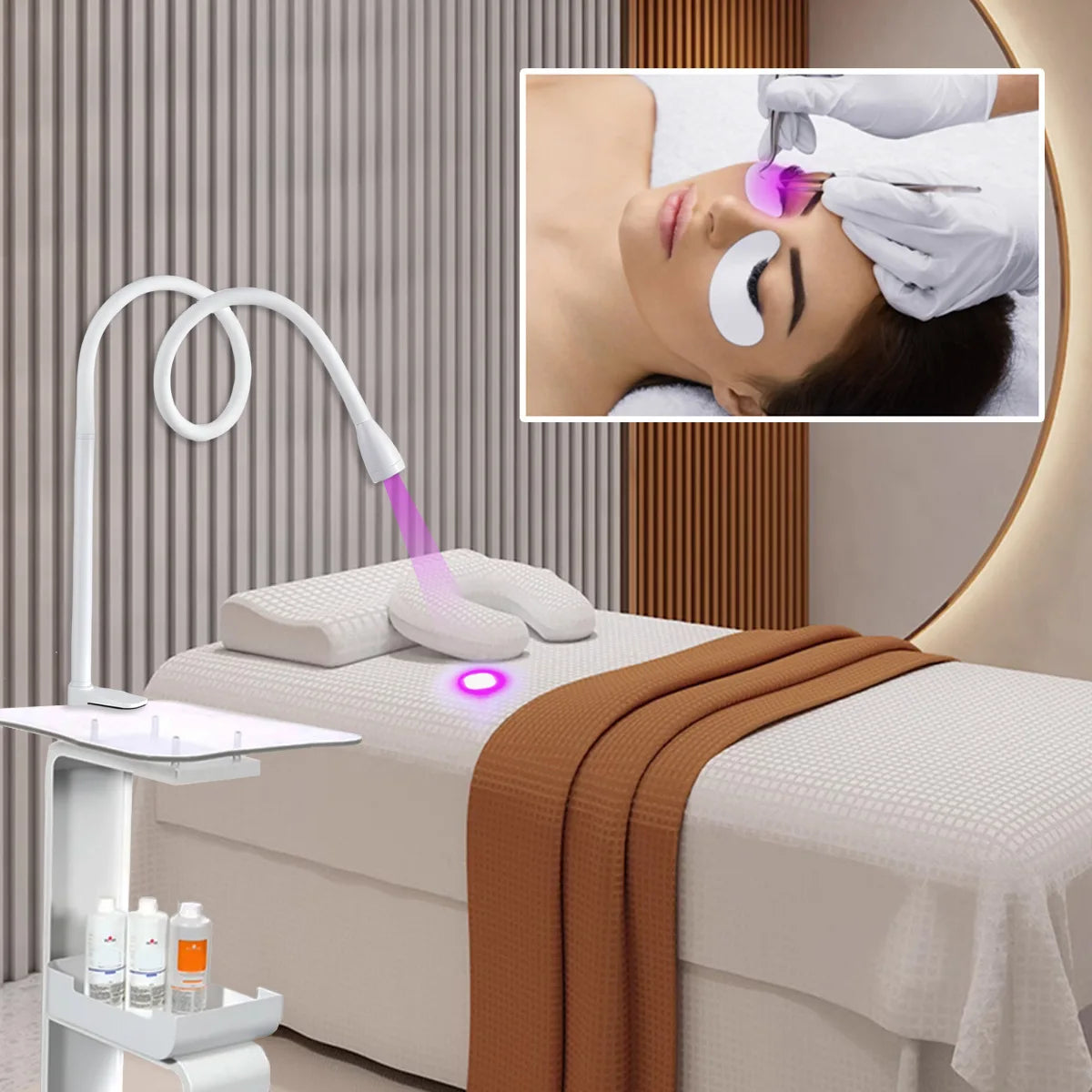 Custom logo Black White Eyelash Glue UV Lash Lamp Lashes Led Uv Floor Lash Light Foot Pedal Eyelash Extension Uv Lamp