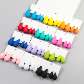 Waterdrop Shaped Stud Earrings Set New Candy-colored Frosted Teardrop Large Medium Colored Soft Acrylic Hot 2 Pairs/sets