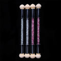 Nail Art Double Head Rhinestone Handle Sponge Ombre Gradient Design Brush Set