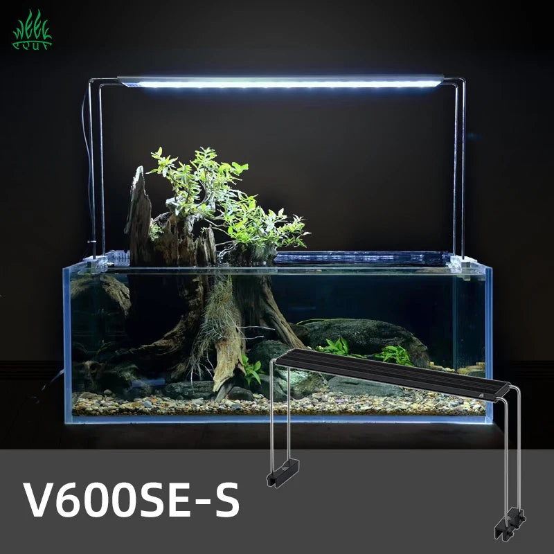 WEEKAQUA V600S WRGB Full Spectrum Led Aquarium Light with Amphibious Bracket Scalable for Freshwater Aquarium Paludarium tank