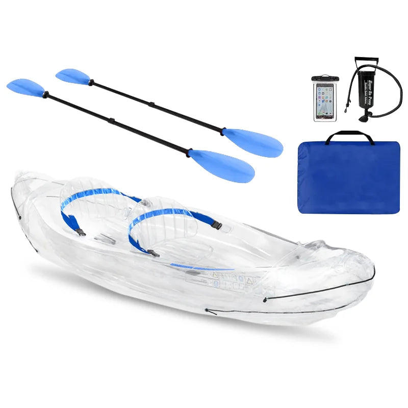 Vanace 2 Person Sprint Glass Inflatable Clear Folding Boat Transparent Fishing Kayak Canoe for Sale