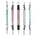5 Colors Dual Heads DIY Carving Glitter Powder Liquid Sculpture Manicure Dotting Brush Silicone Nail Art Pen