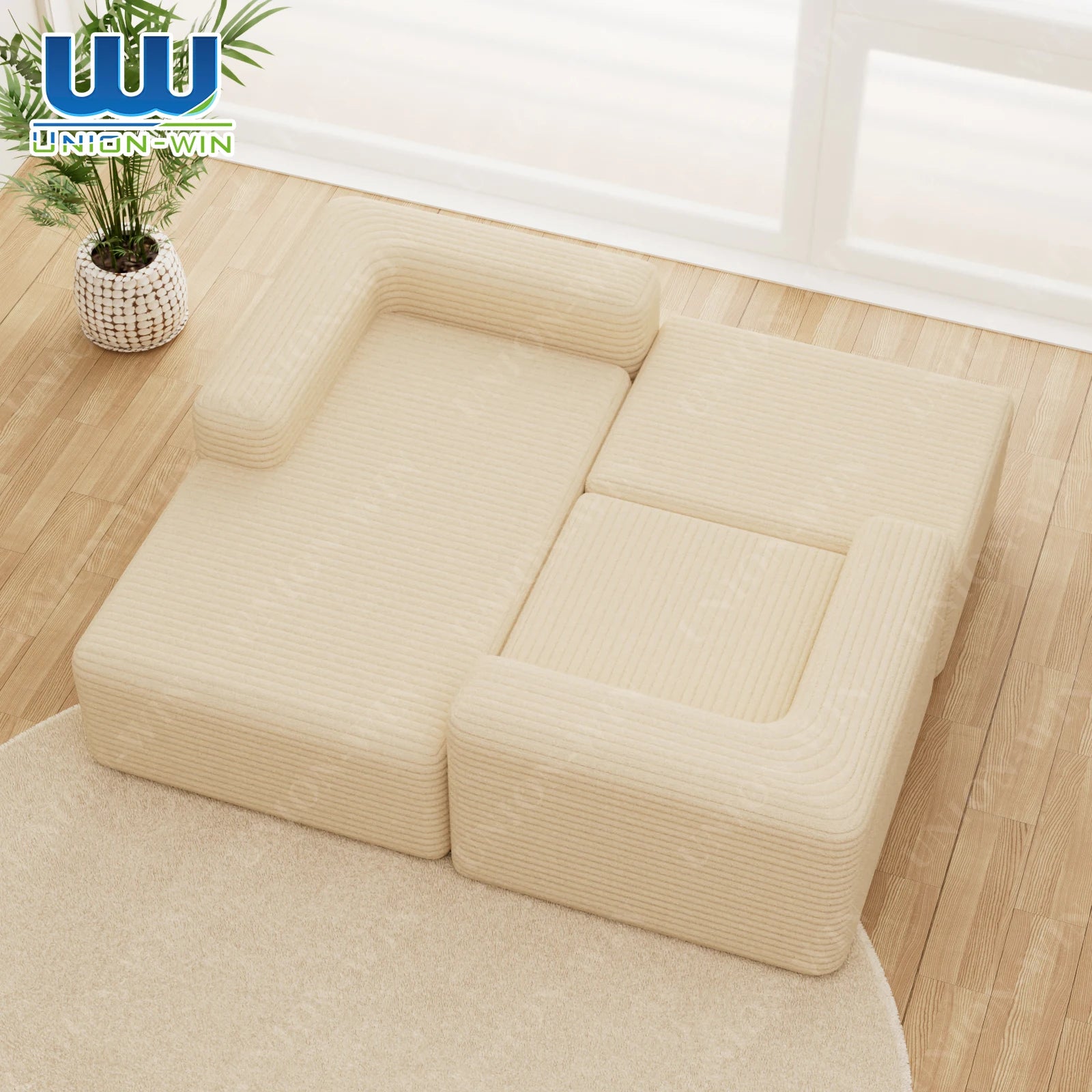 Union Win Height Density Memory Foam Folding Sectional Modern Couch Patents Compressed Furniture Modular Soften Compression Sofa