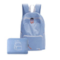 Stylish Light Blue Foldable Backpack Set with Mini Bag Waterproof and USB Feature Convenient for Storage and Carrying
